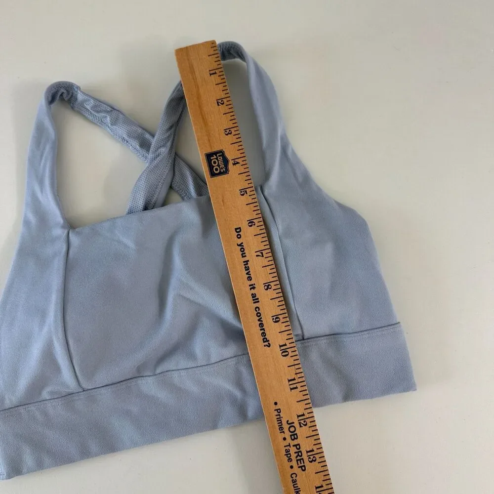 All In Motion Women's Light Blue Square Neck Criss Cross Sports Bra Size S Small